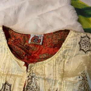 Vintage Looney Tunes Girls 5 Ornate Yellow Red Dressy Fall Lightweight Blouse